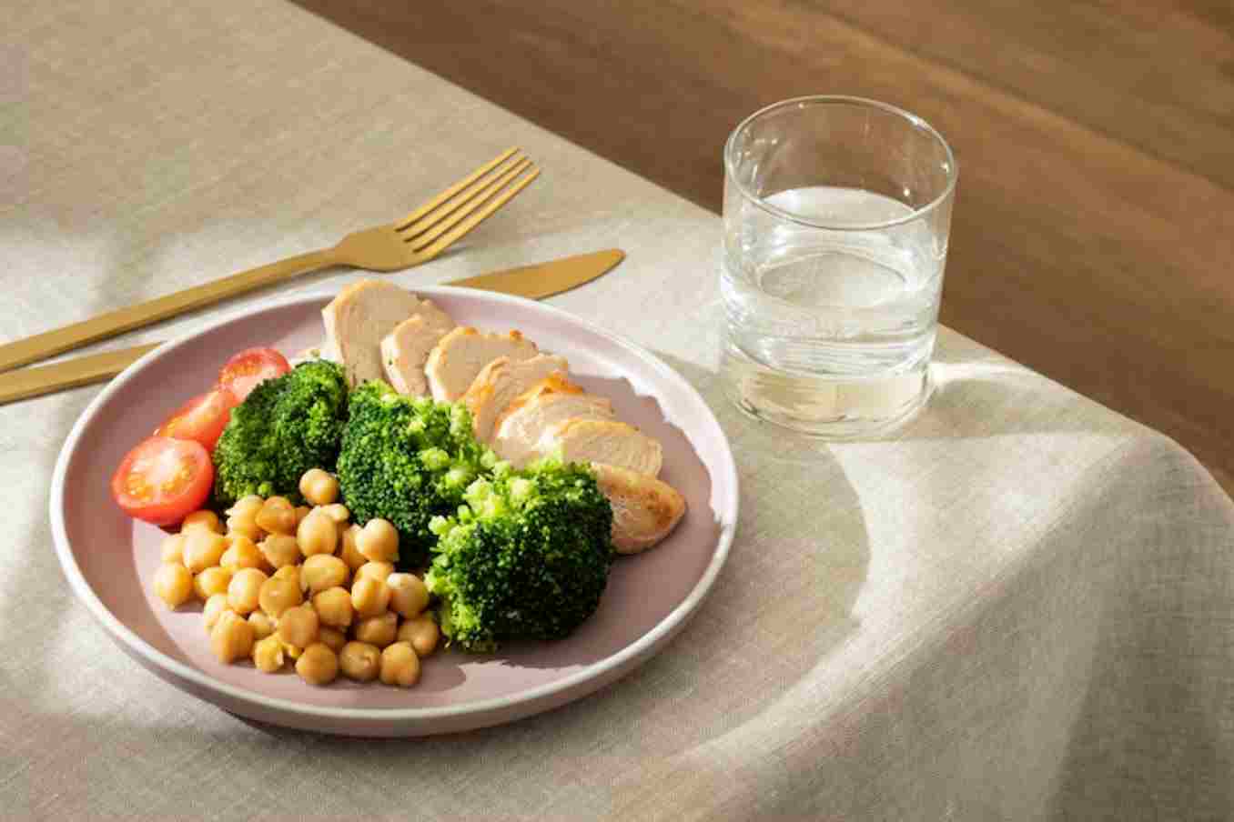 Chicken and vegetables plate with longevity foods