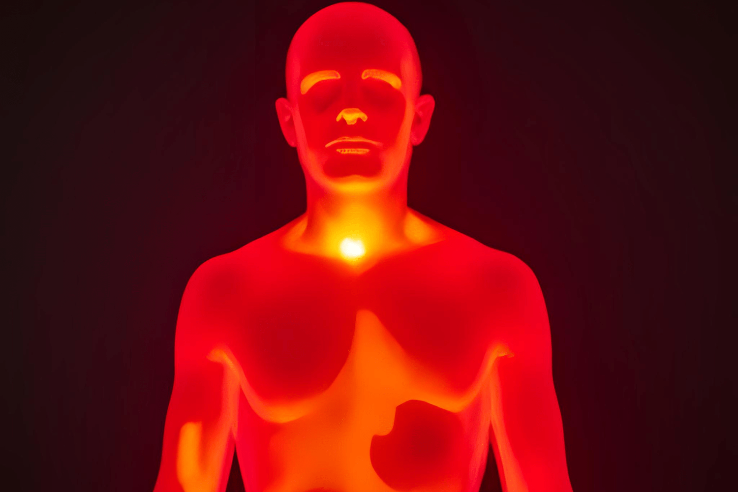 upper body glowing with chest inflammation hotspot
