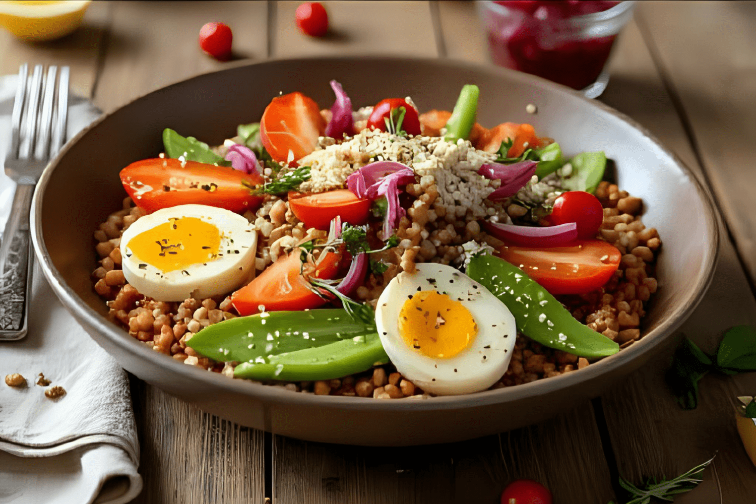 Nutrient-packed salad with egg and vegetables
